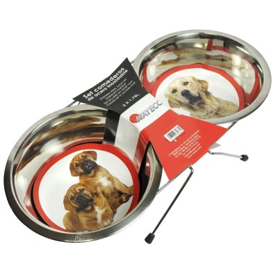 Set Comedero Doble con Patas Acero Inoxidable