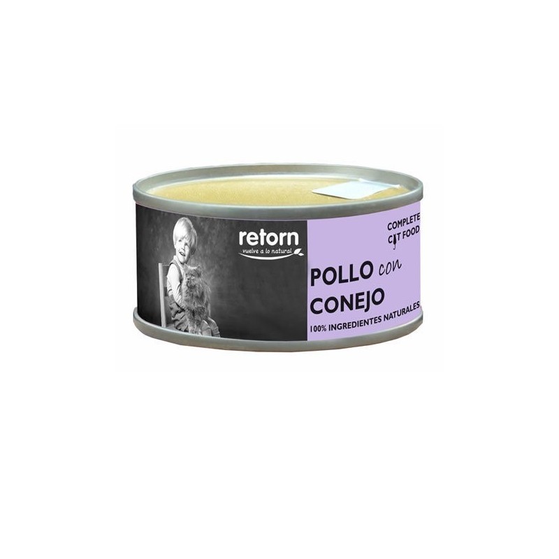 Lata Humeda para Gatos Retorn Pollo con Conejo, 80gr