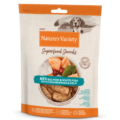 Nature's Variety Snack perros Superfood Salmón y Pescado Blanco