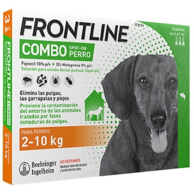 Frontline Combo Perro 2-10kg 3 Pipetas Antiparasitarias - MundoHuella
