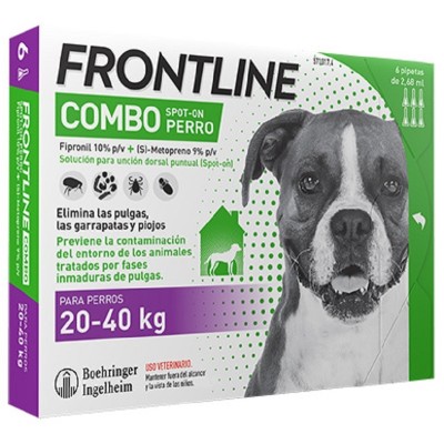 Frontline Combo Perro 20-40kg 6 Pipetas Antiparasitarias - MundoHuella