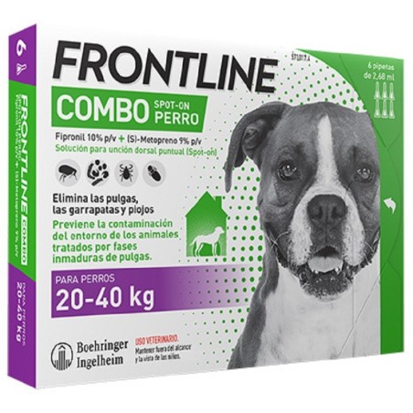 Frontline Combo Perro 20-40kg 6 Pipetas Antiparasitarias - MundoHuella