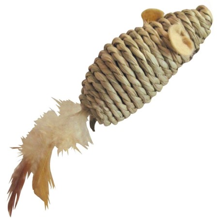 Gloria Juguete para Gato Ratón Seagrass con Plumas