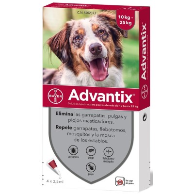 Advantix (10-25kg) 2,5ml, 4 pipetas - MundoHuella.com
