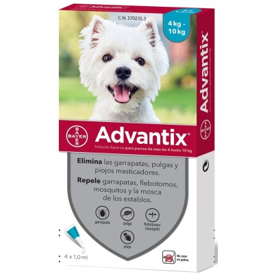 Advantix (4-10kg) 1ml, 4 pipetas - MundoHuella.com