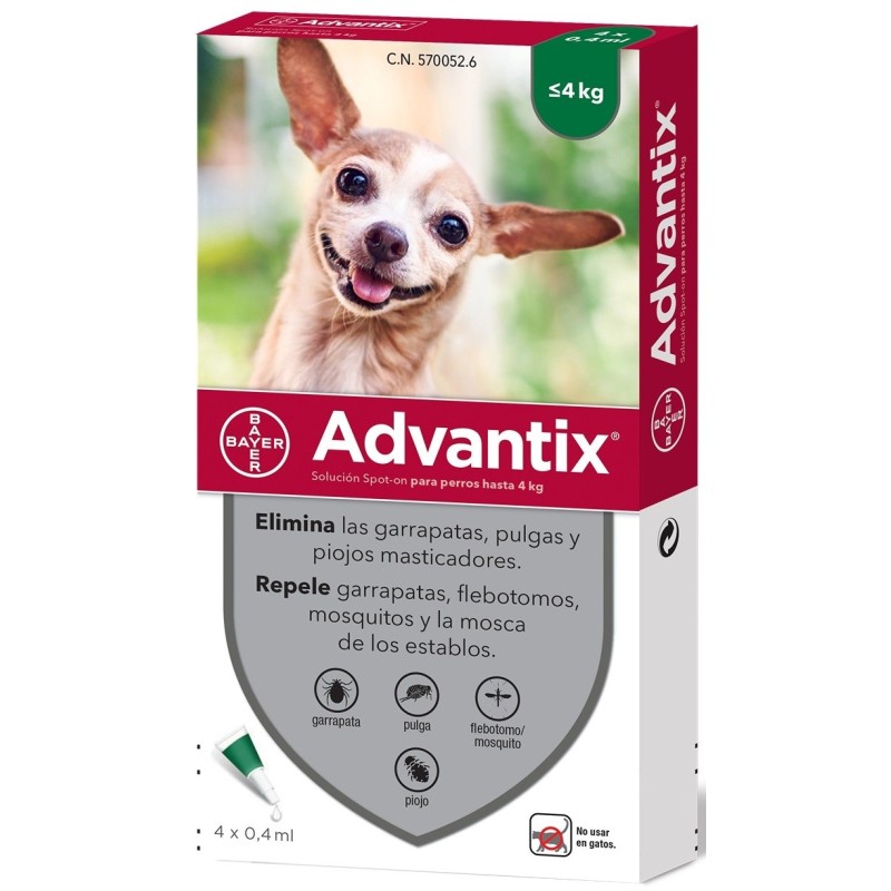 Advantix (0-4kg) 0,4ml, 4 pipetas - MundoHuella.com