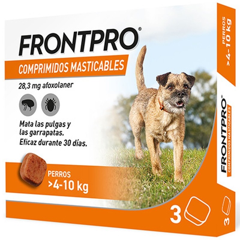 FrontPro 28mg Perros 4-10kg 3 comprimidos masticables - MundoHuella