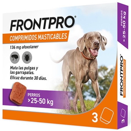 FrontPro 136mg Perros 25-50kg 3 comprimidos masticables - MundoHuella