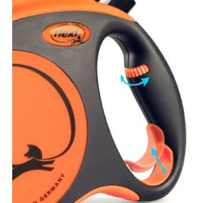 Flexi Correa Perro Xtreme Cinta Negro Naranja - 3