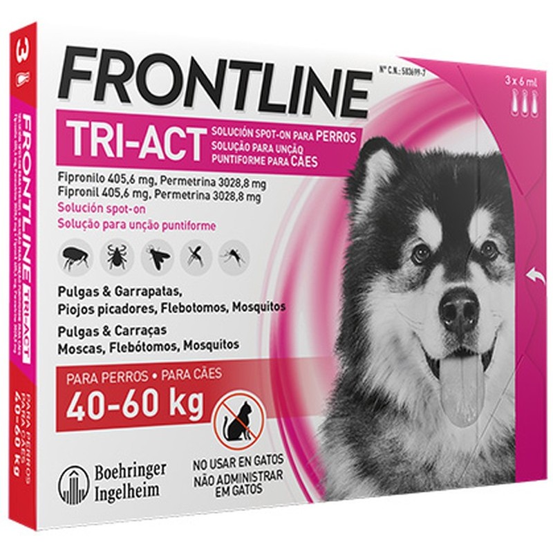 Frontline Tri-Act 3 Pipetas Boehringer 40-60kg - MundoHuella.com