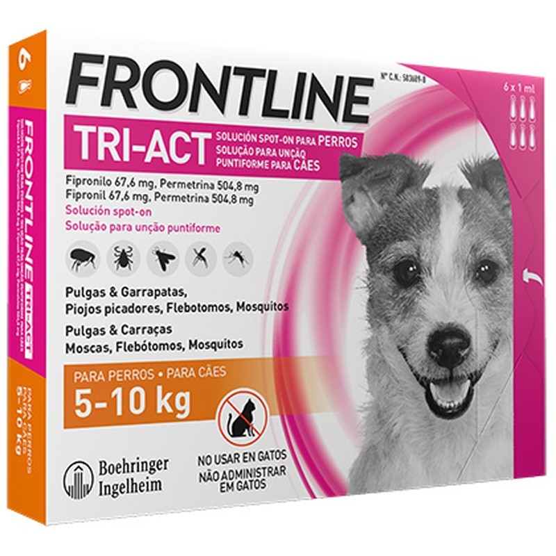 Frontline Tri-Act 6 Pipetas Boehringer 5-10kg - MundoHuella.com