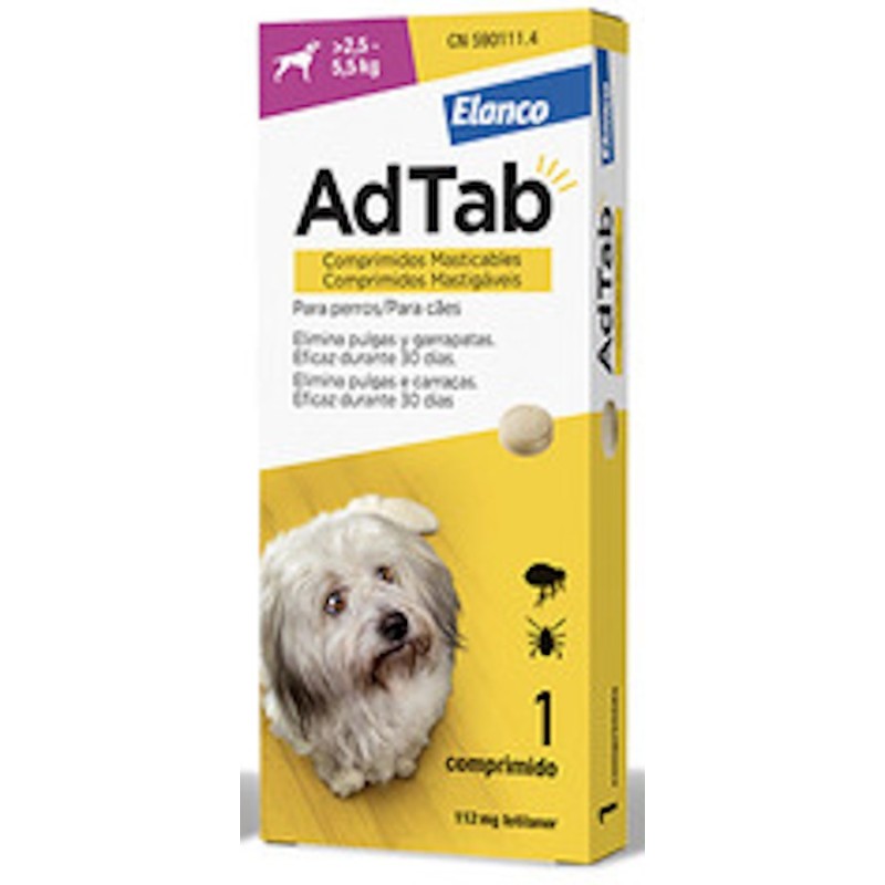AdTab 112mg Perro 2,5-5,5kg Comprimido Masticable - Super Precio