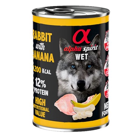 Comida Húmeda Alpha Spirit Conejo y Plátano