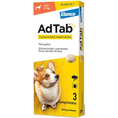 Adtab 225mg 3 comprimidos masticables Perros 5,5-11kg - MundoHuella