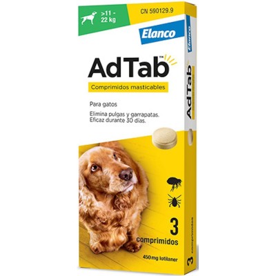 Adtab 450mg 3 comprimidos masticables Perros 11-22kg - MundoHuella