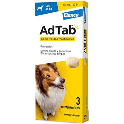 Adtab 900mg 3 comprimidos masticables Perros 22-45kg - MundoHuella