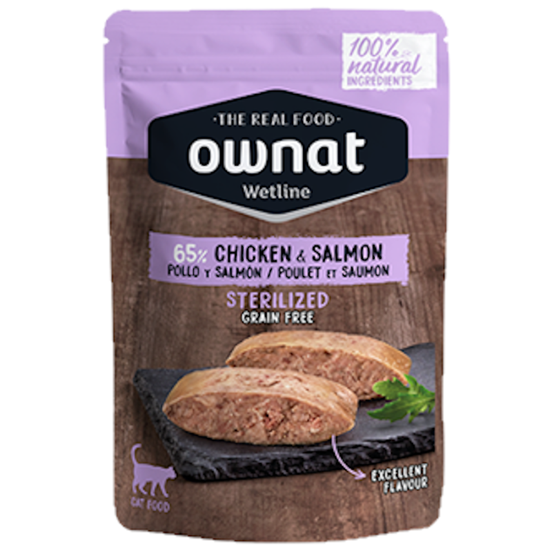 Ownat Wetline Comida Humeda Gato Sterilized Chicken & Salmon