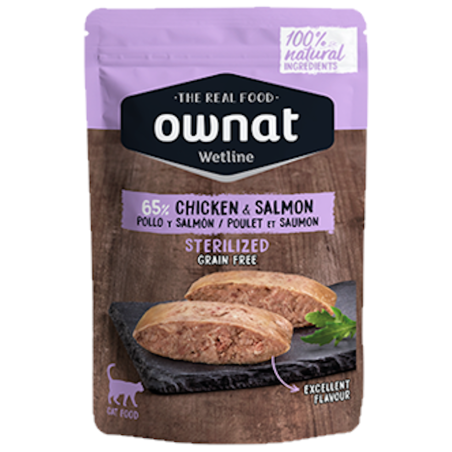 Ownat Wetline Comida Humeda Gato Sterilized Chicken & Salmon