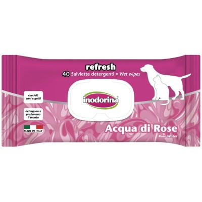 Toallitas Agua de Rosas Inodorina para Perros y Gatos