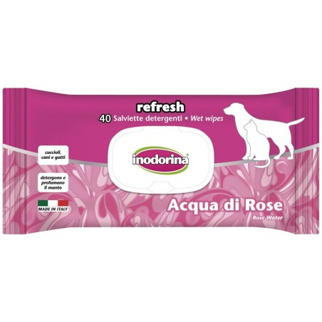Toallitas Agua de Rosas Inodorina para Perros y Gatos