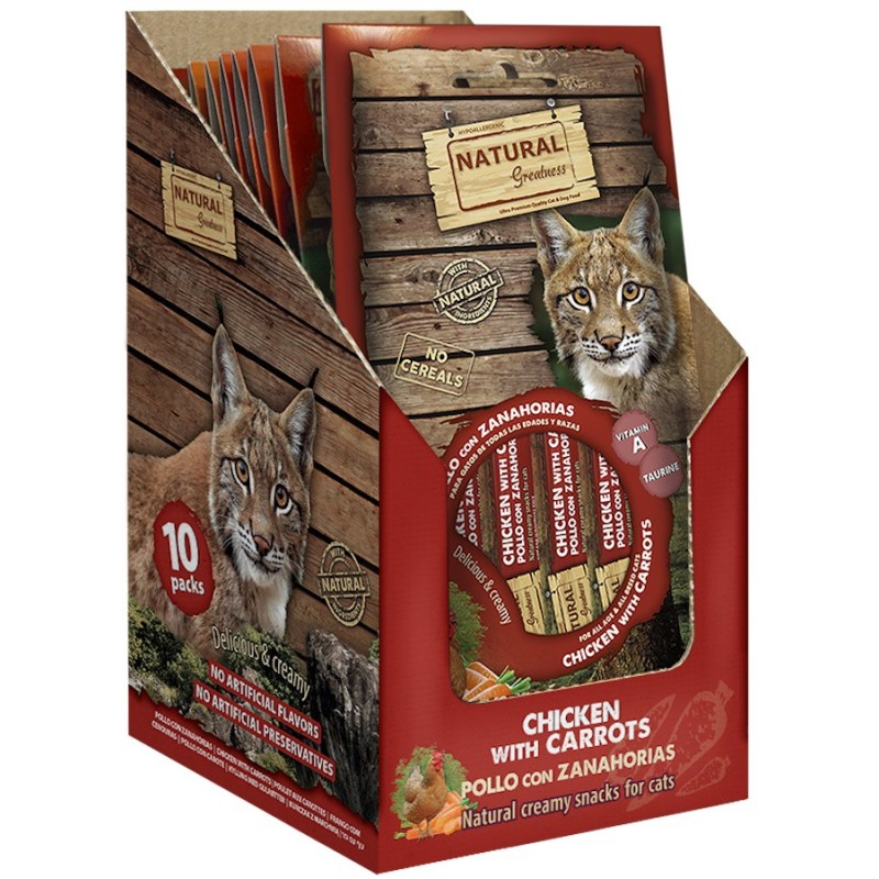 Snack Crema Gatos Natural Greatness Pollo con Zanahorias