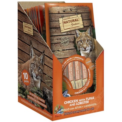 Snack Crema Gatos Natural Greatness Pollo con Atún y Langosta
