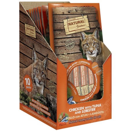 Snack Crema Gatos Natural Greatness Pollo con Atún y Langosta