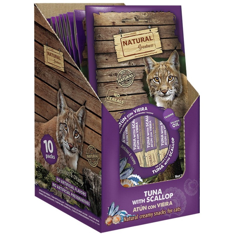 Snack Crema Gatos Natural Greatness Atún con Vieira
