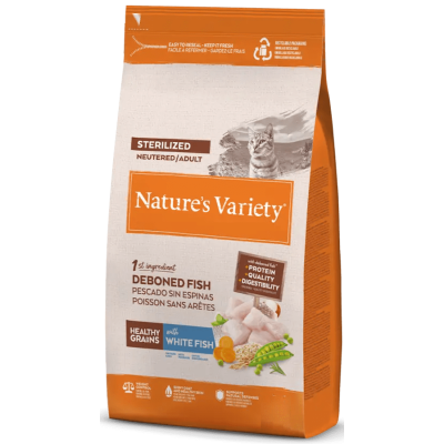 Nature's Variety Gato Healthy Grains Sterilized Pescado Blanco