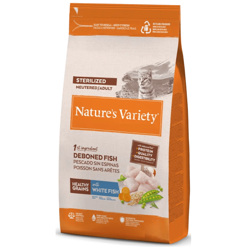 Nature's Variety Gato Healthy Grains Sterilized Pescado Blanco