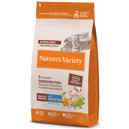 Nature's Variety Gato Healthy Grains Sterilized Pescado Blanco