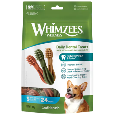 Whimzees Toothbrush S Snack Dental Perros 24 unidades