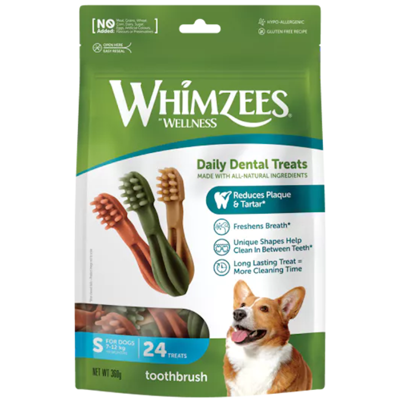 Whimzees Toothbrush S Snack Dental Perros 24 unidades