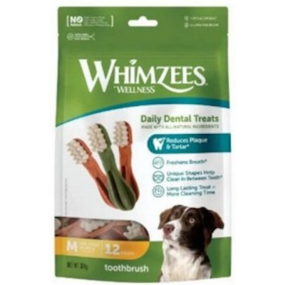Whimzees Toothbrush M Snack Dental Perros 12 unidades
