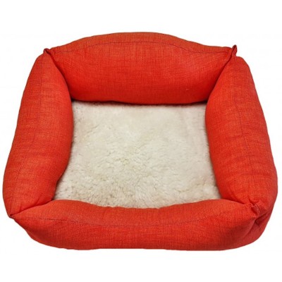 Cama para Perros y Gatos Naranja con Cojín Borreguito Siesta