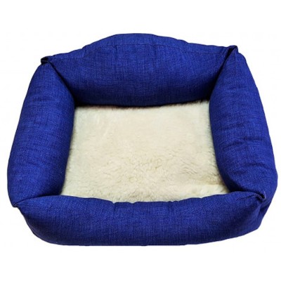Cama Perros y Gatos Azul Cojín Borreguito Siesta