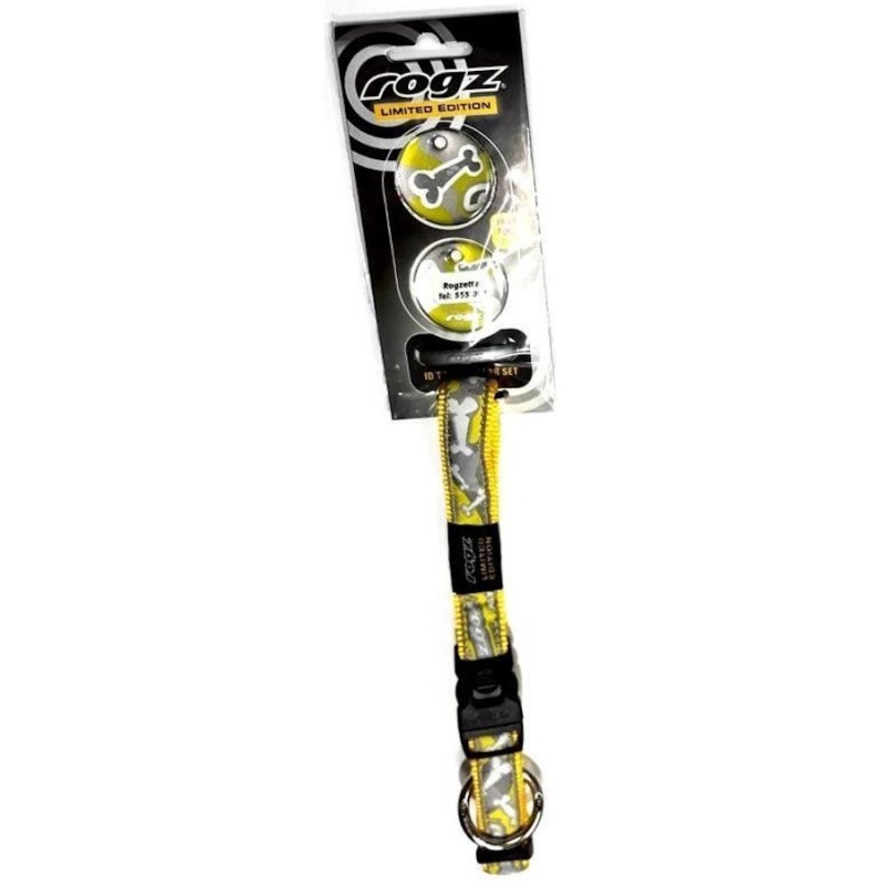 Collar e Identificador Perro Nylon Yellow Bone Rogz