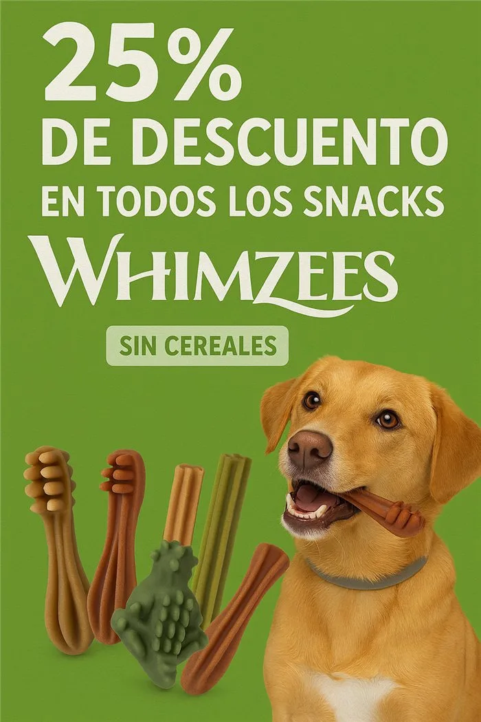 25% de descuento en todos los snacks Whimzees sin cereales